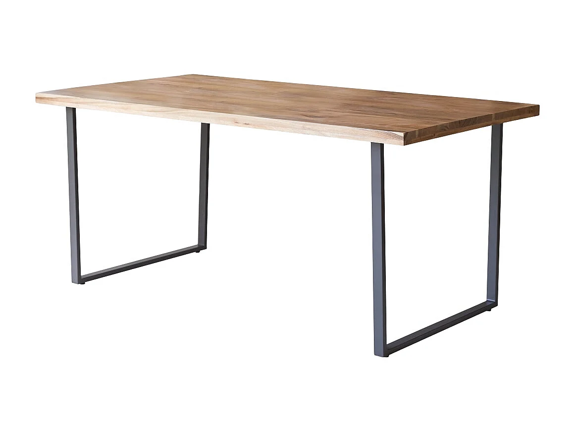 Temis - Dining table in solid acacia and metal, seats 6-8