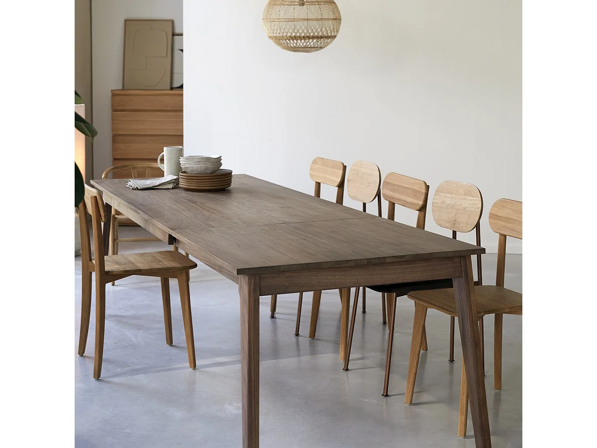 Table extensible en bois de noyer massif 6-12 pers 260x91 Esmée