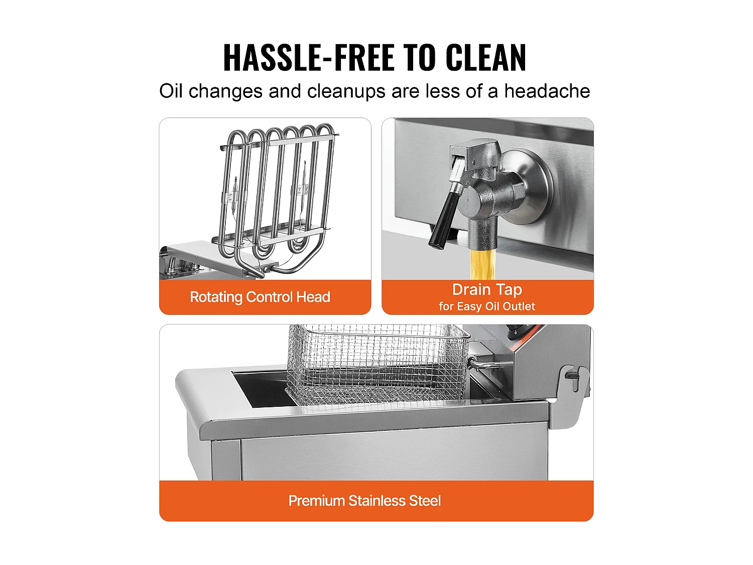 Commerciële Elektrische Friteuse SucceBuy 3000 W 9 L van Roestvrij Staal Verbeterd tot 200°C