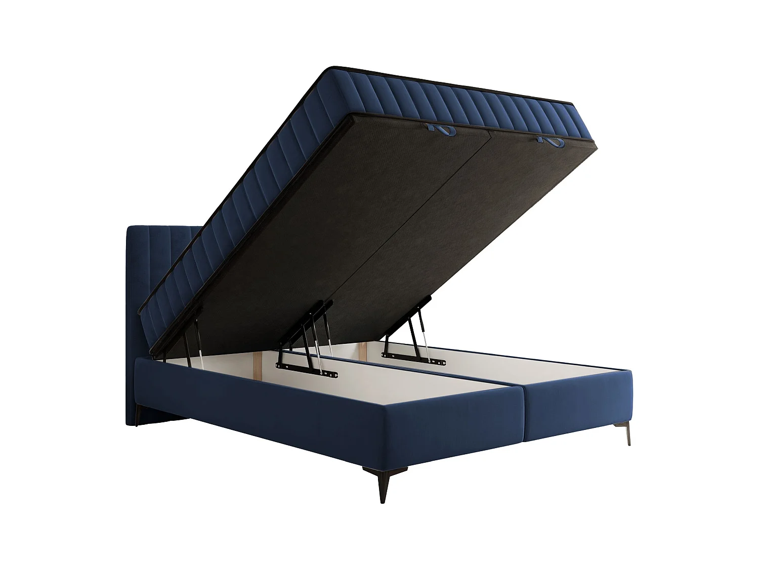 Boxspringbed 180x200 cm met opbergruimte – waterafstotend fluweel – donkerblauw - MUFASSO