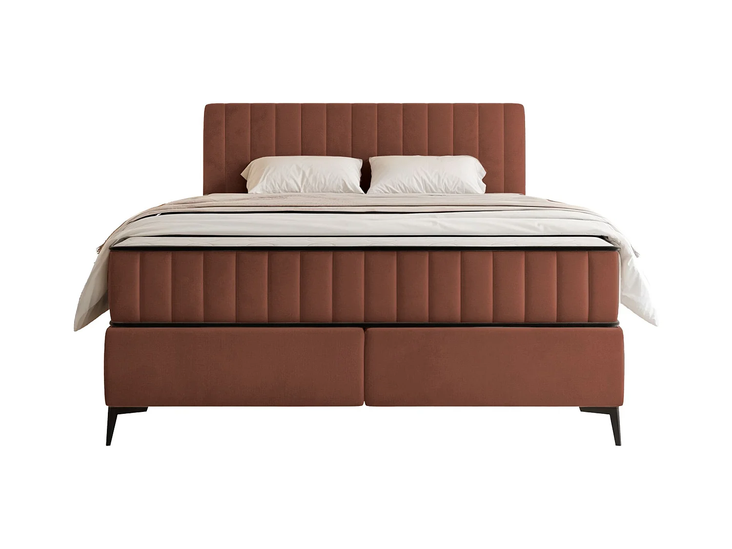 Boxspringbed 140x200 cm met opbergruimte – waterafstotend fluweel – koper - MUFASSO