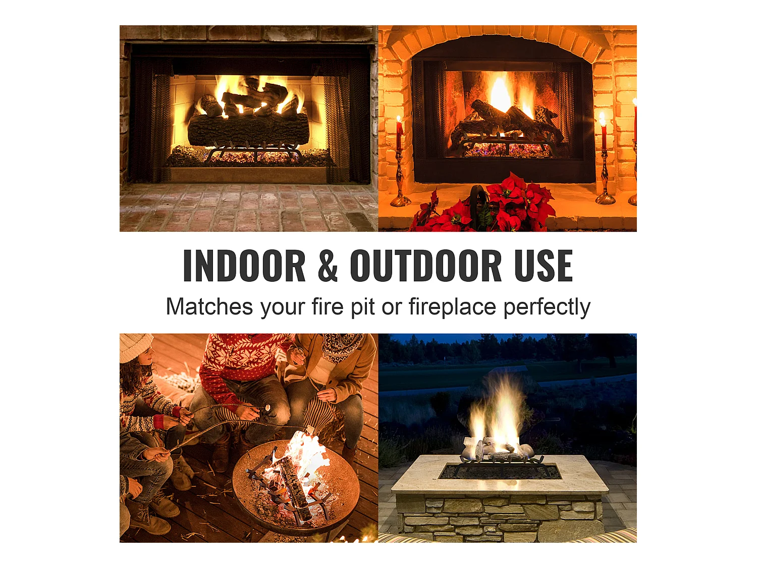 Grille à Bûches pour Foyer SucceBuy, 69 cm, Acier avec Revêtement en Poudre, Support à Bois