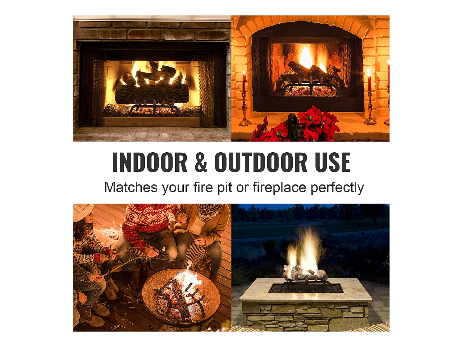 Grille à Bûches pour Foyer SucceBuy, 53 cm, Acier avec Revêtement en Poudre, Support à Bois