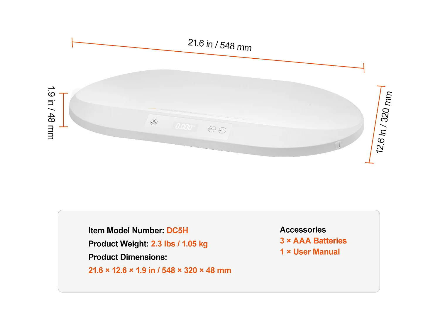 Digitale Babywaage von SucceBuy, mit Maßband und Hold- und Tara-Funktion, Tragkraft 39,9 kg, 5 Stück