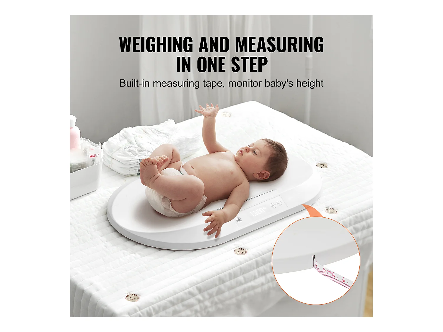 Digitale Babywaage von SucceBuy, mit Maßband und Hold- und Tara-Funktion, Tragkraft 39,9 kg, 5 Stück
