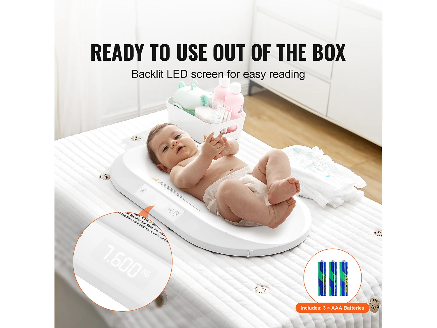 Balance Numérique pour Bébé SucceBuy, avec Ruban à Mesurer et Fonction Hold & Tare