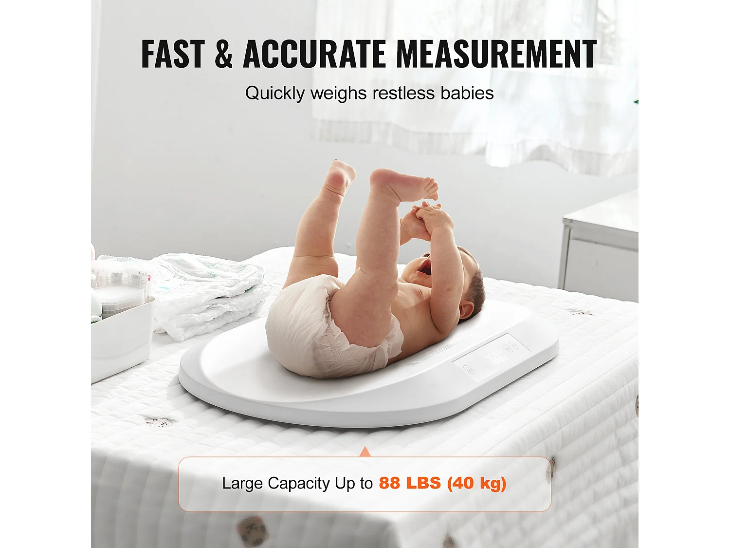 Balance Numérique pour Bébé SucceBuy, avec Ruban à Mesurer et Fonction Hold & Tare