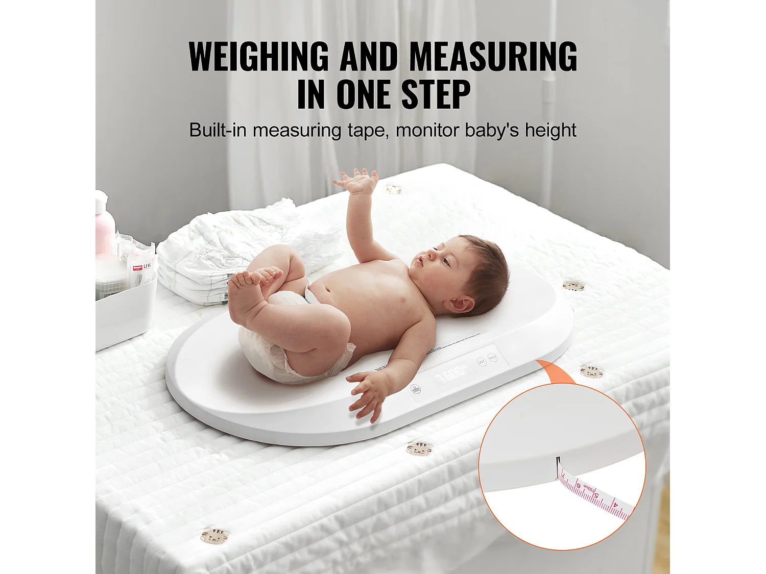 Balance Numérique pour Bébé SucceBuy, avec Ruban à Mesurer et Fonction Hold & Tare