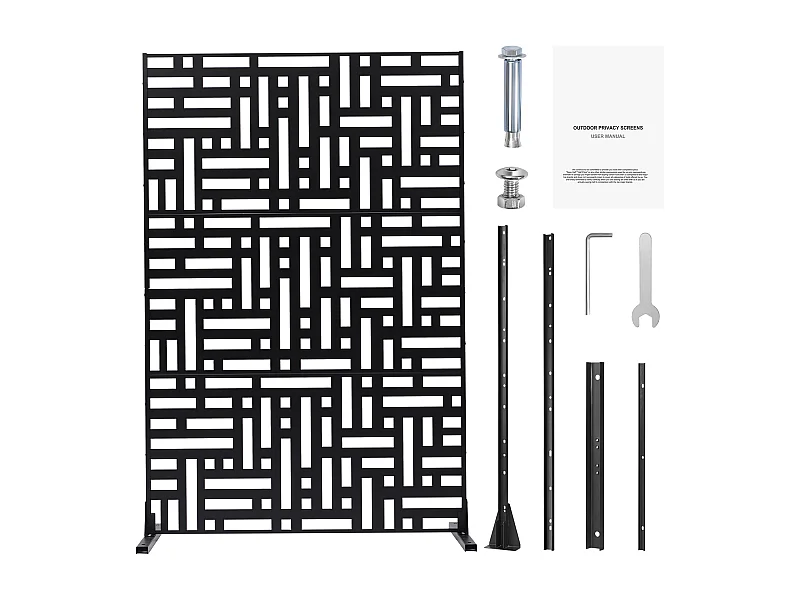 Panneau Extérieur Décoratif, SucceBuy Écran de Confidentialité en Métal, 120 x 193 cm, Panneaux de Confidentialité Extérieurs, Noir