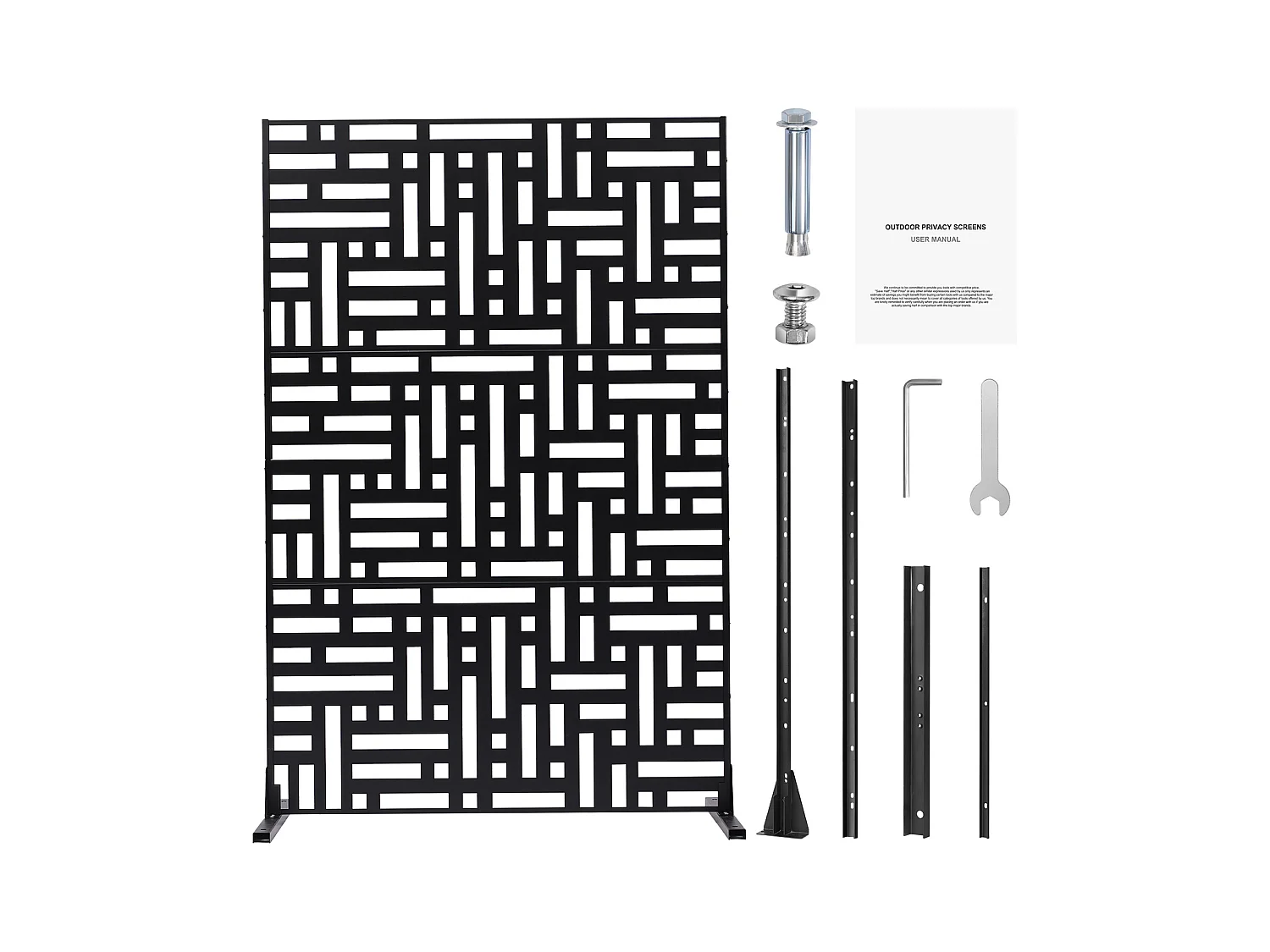 Panneau Extérieur Décoratif, SucceBuy Écran de Confidentialité en Métal, 120 x 193 cm, Panneaux de Confidentialité Extérieurs, Noir