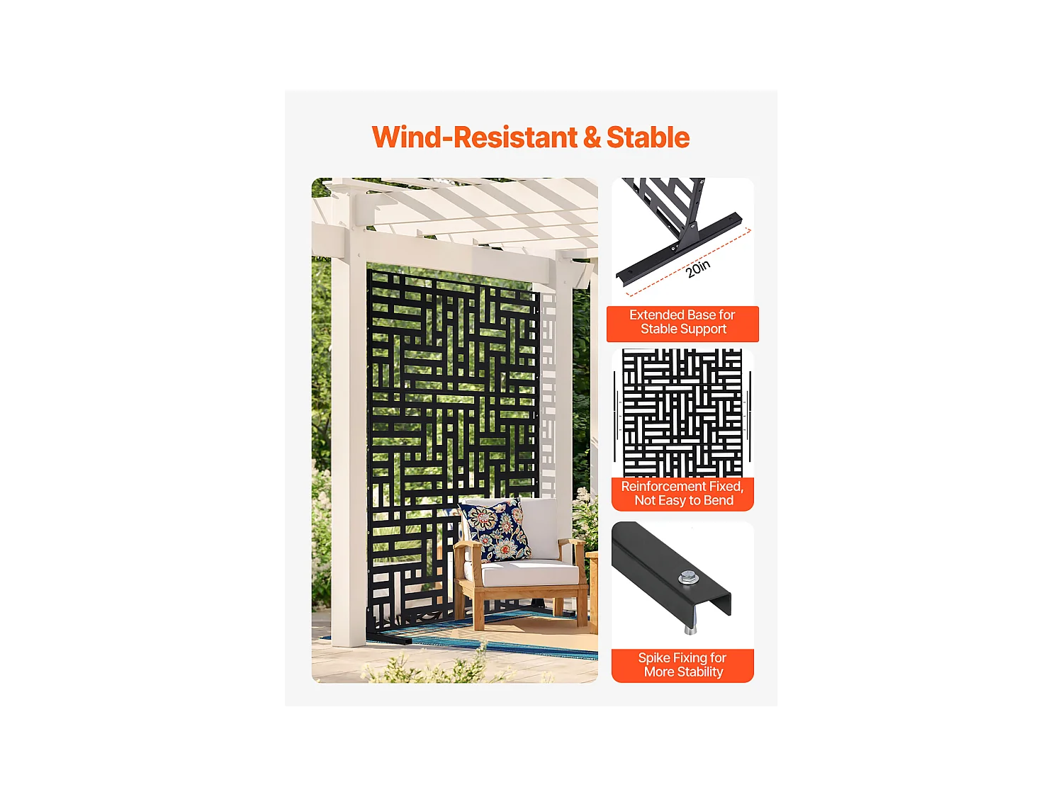 Panneau Extérieur Décoratif, SucceBuy Écran de Confidentialité en Métal, 120 x 193 cm, Panneaux de Confidentialité Extérieurs, Noir