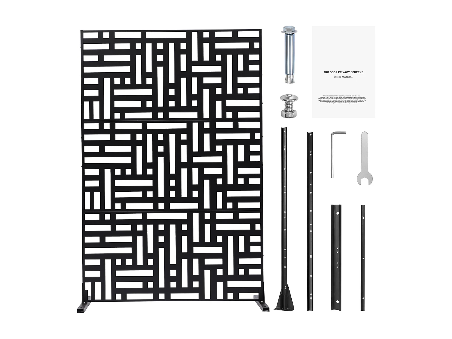 Panel Decorativo para Exteriores, SucceBuy Mampara Metálica, 120 x 193 cm, Color Negro