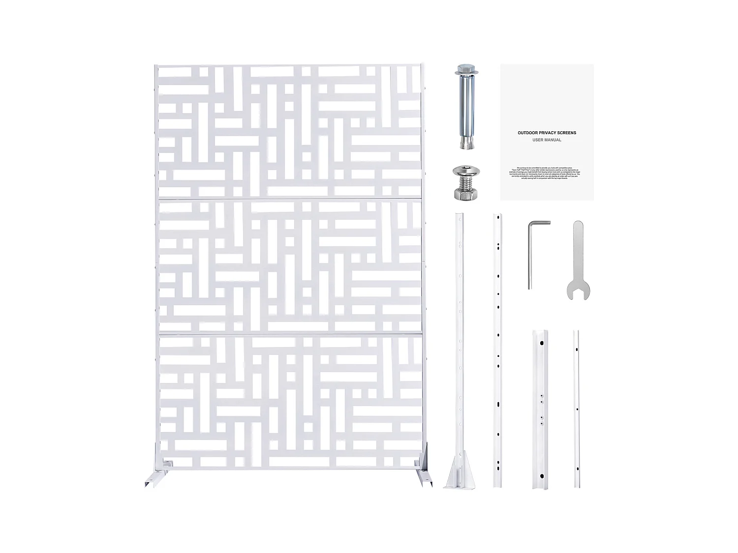 Panneau Extérieur Décoratif, SucceBuy Écran de Confidentialité en Métal, 120 x 193 cm, Panneaux de Confidentialité Extérieurs, Blanc