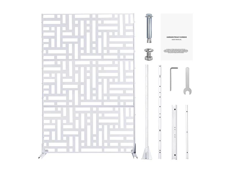 Panel Decorativo para Exteriores, SucceBuy Mampara Metálica, 120 x 193 cm, Color Blanco