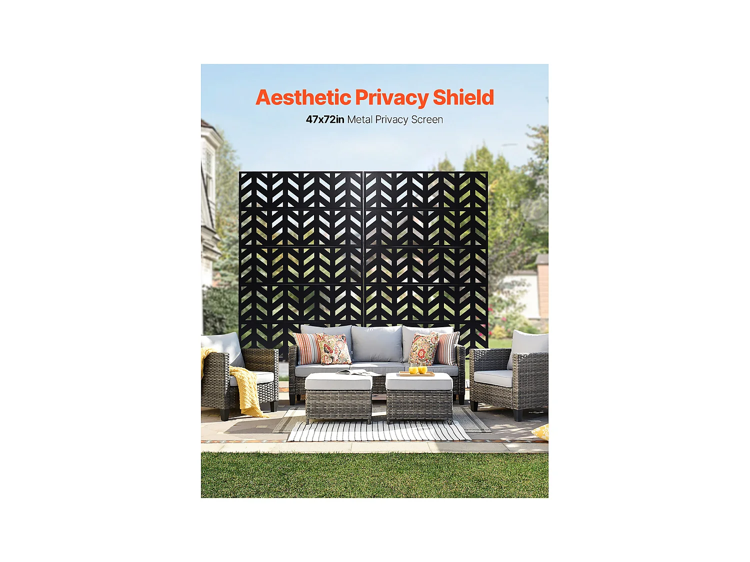 Panneau Extérieur Décoratif, SucceBuy Écran de Confidentialité en Métal, 120 x 183 cm, Écran de Confidentialité Extérieur Autoportant