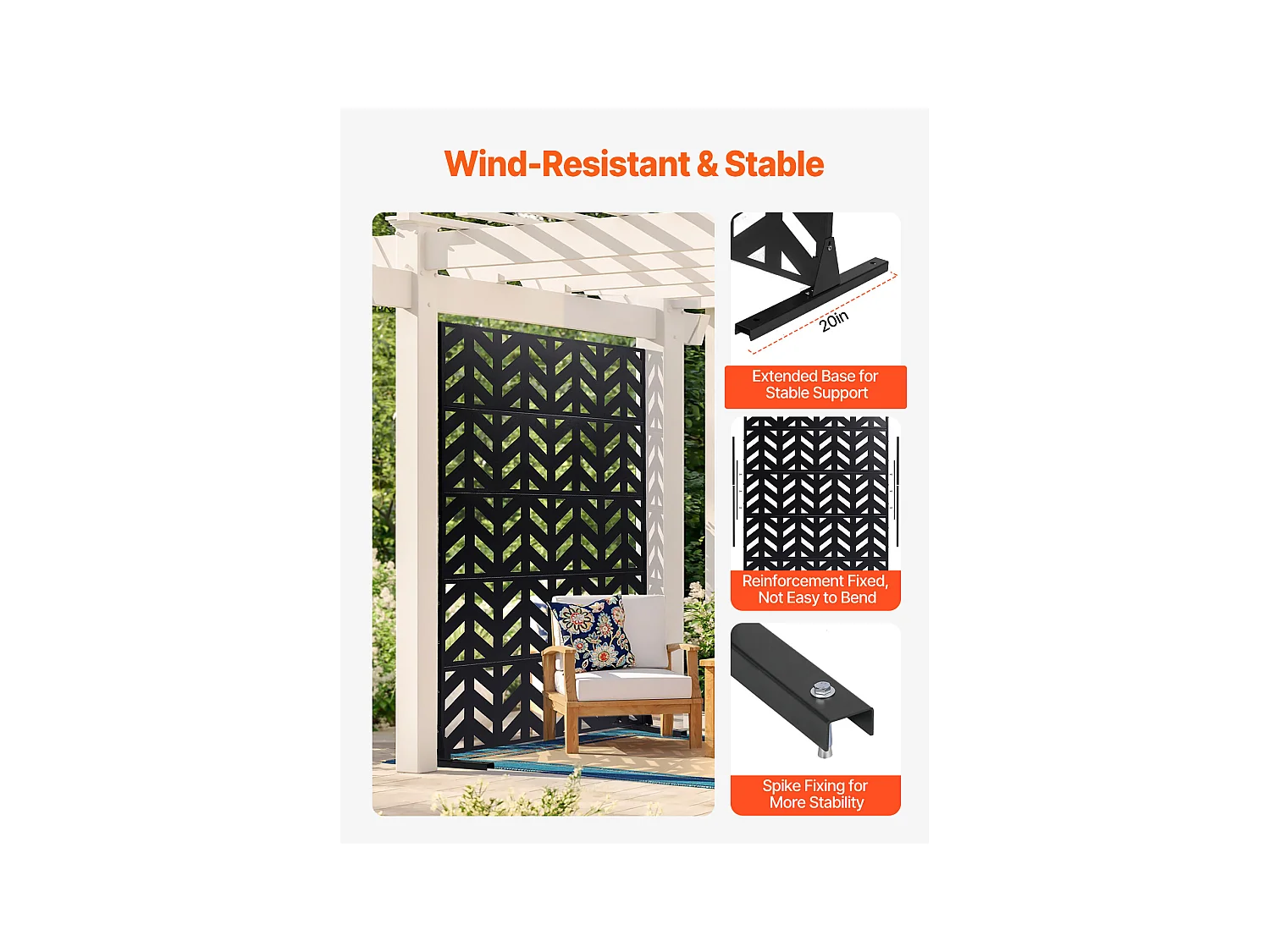 Panneau Extérieur Décoratif, SucceBuy Écran de Confidentialité en Métal, 120 x 183 cm, Écran de Confidentialité Extérieur Autoportant