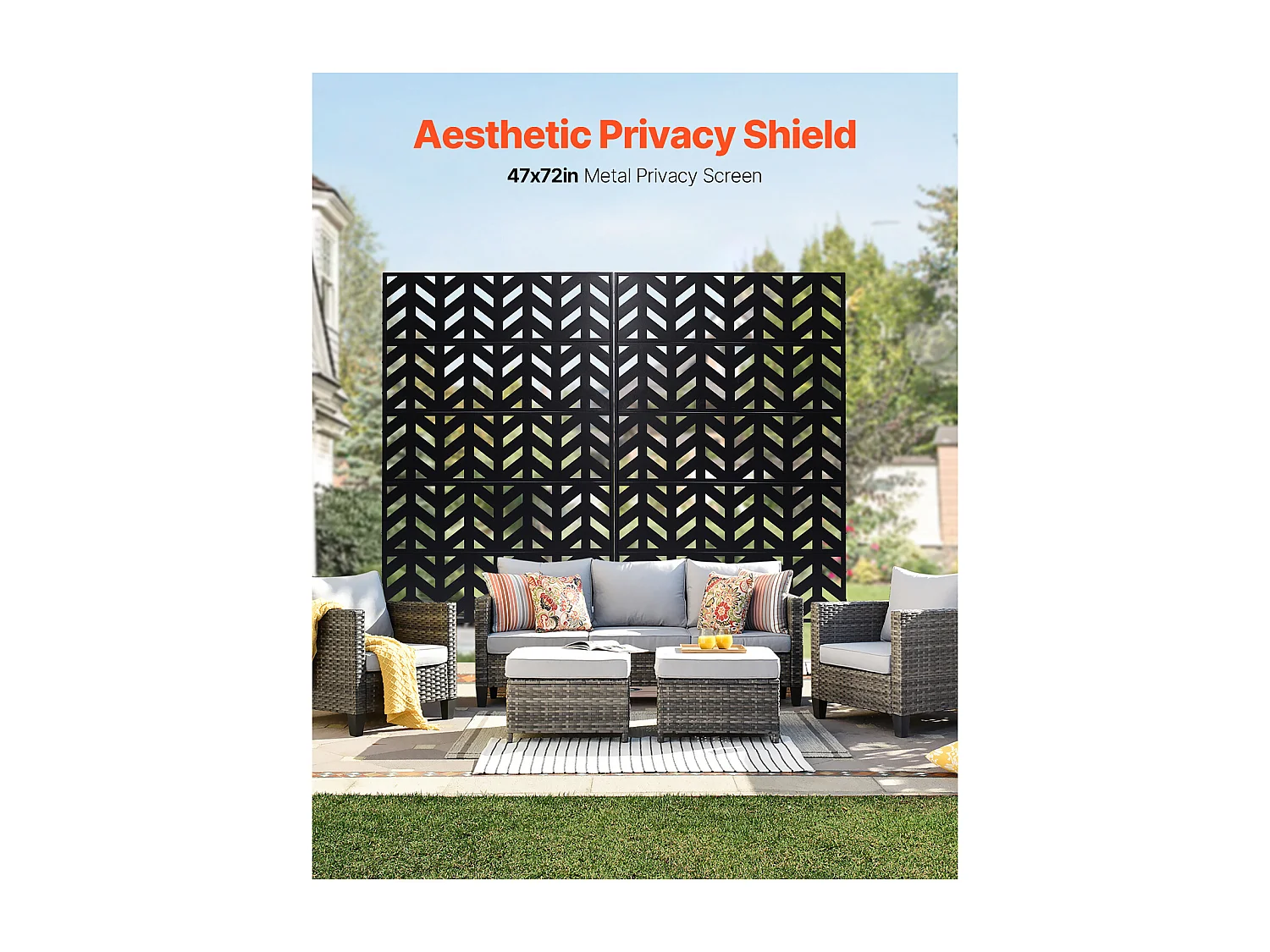 Painel Decorativo para Áreas Exteriores, SucceBuy Tela de Privacidade Metálica, 120 x 183 cm, Tela de Privacidade Autônoma para Áreas Exteriores