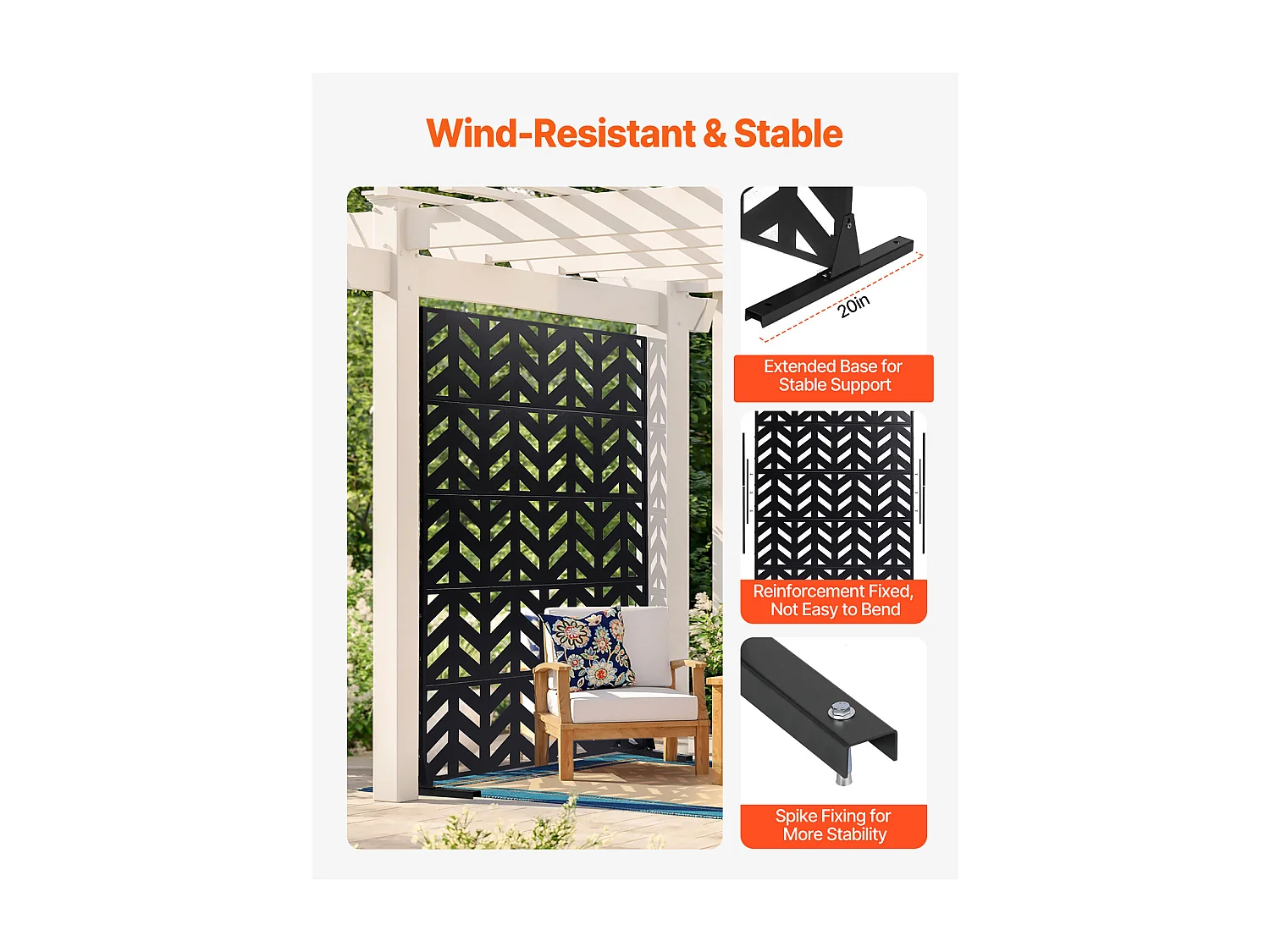 Painel Decorativo para Áreas Exteriores, SucceBuy Tela de Privacidade Metálica, 120 x 183 cm, Tela de Privacidade Autônoma para Áreas Exteriores