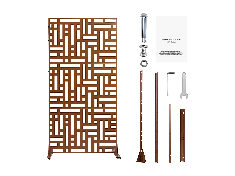 Decoratief Buitenpaneel, SucceBuy Metalen Privacyscherm, 120 x 193 cm, Buitenprivacypanelen, Bruin