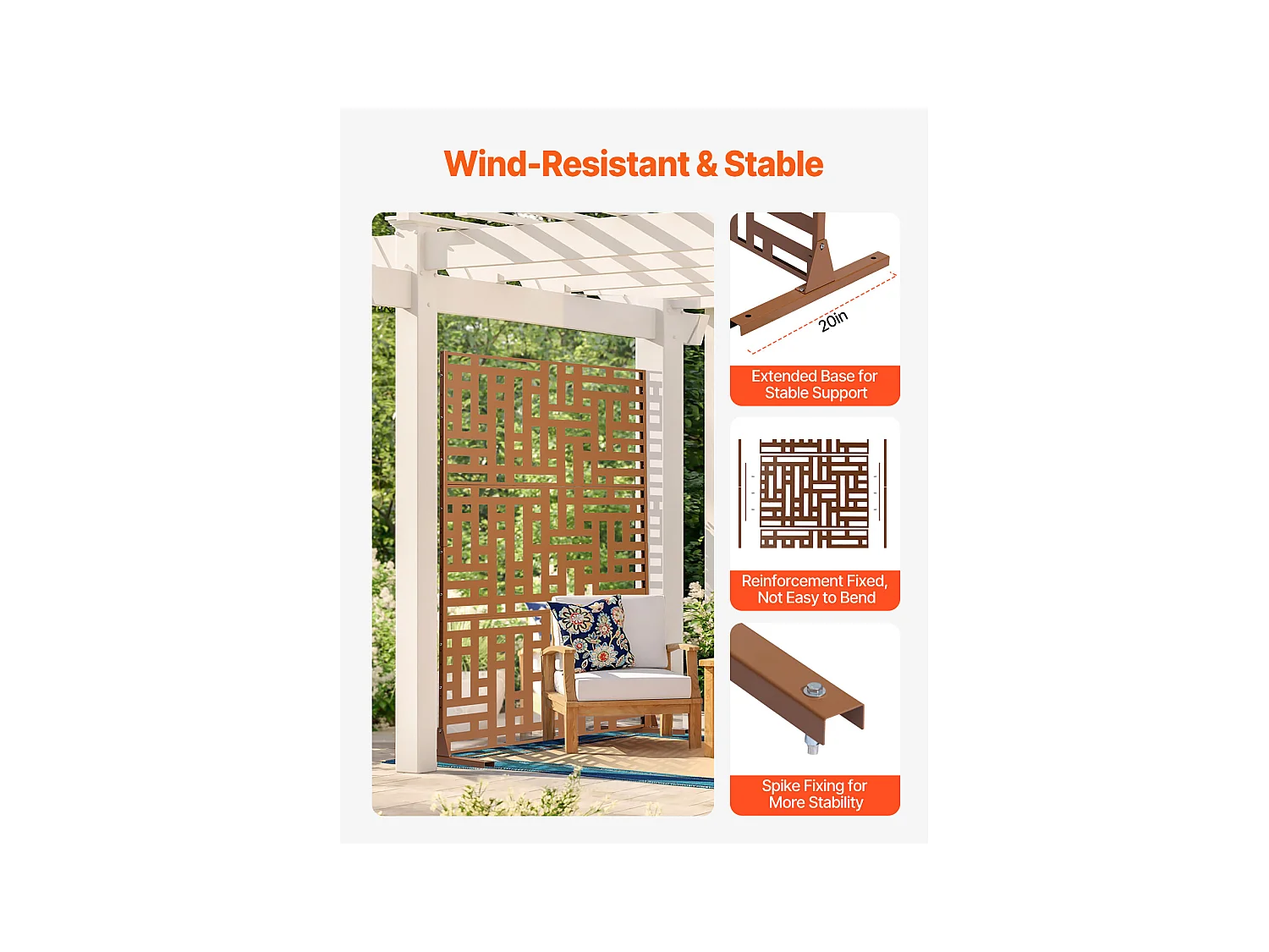 Decoratief Buitenpaneel, SucceBuy Metalen Privacyscherm, 120 x 193 cm, Buitenprivacypanelen, Bruin