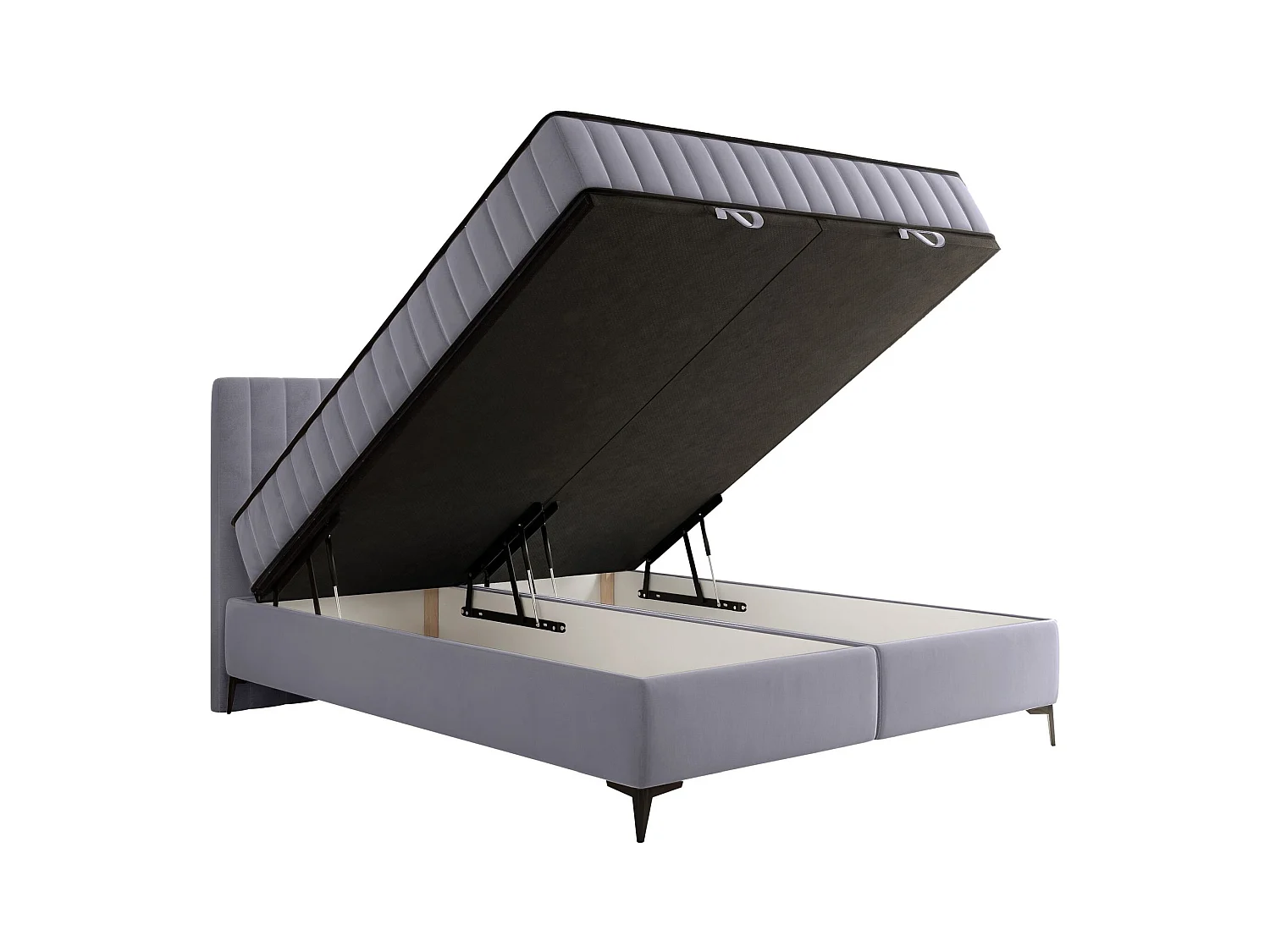 Boxspringbed 180x200 cm met opbergruimte – waterafstotend fluweel – lichtgrijs - MUFASSO