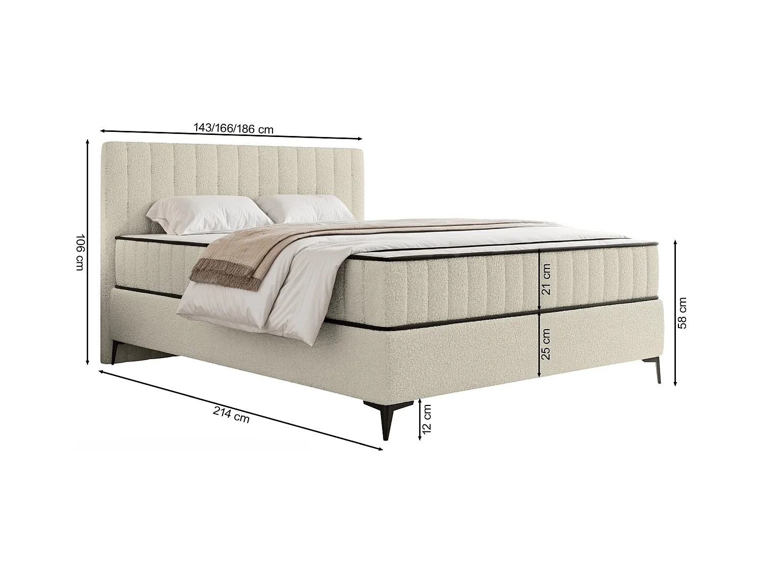 Boxspringbed 180x200 cm met opbergruimte – waterafstotend fluweel – lichtbeige - MUFASSO