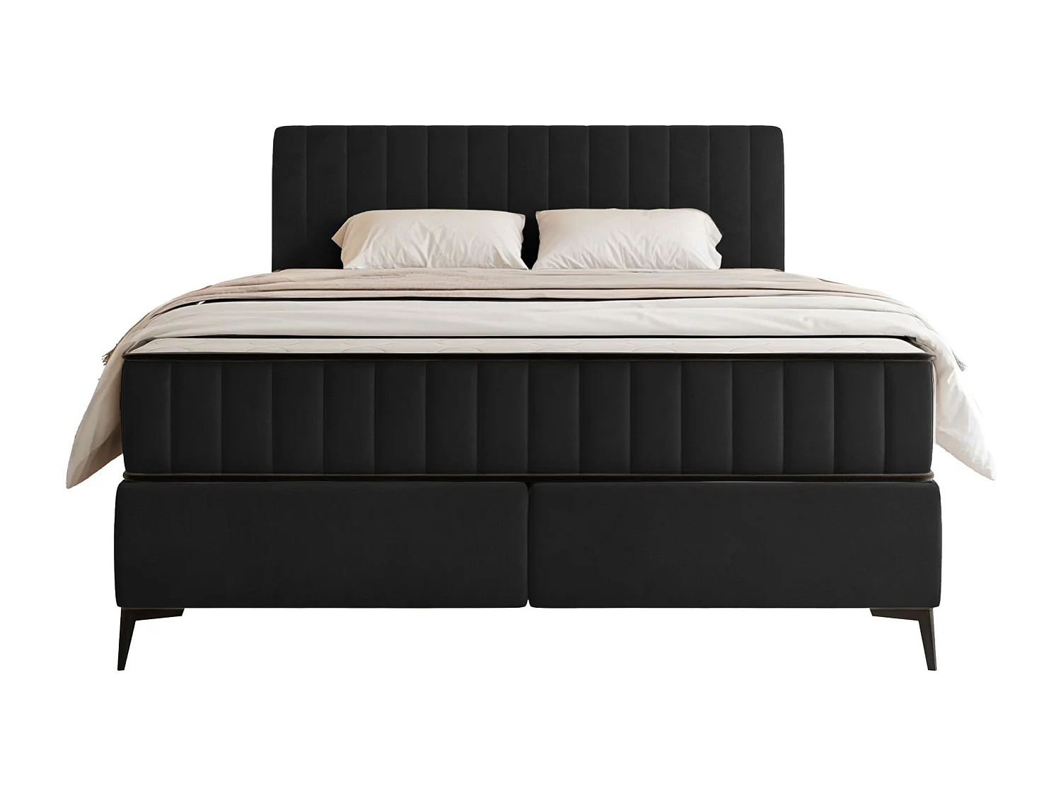 Boxspringbed 160x200 cm met opbergruimte – waterafstotend fluweel – zwart - MUFASSO