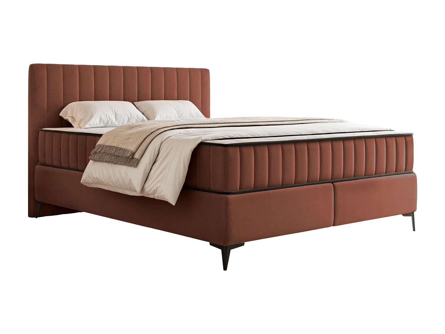 Boxspringbed 160x200 cm met opbergruimte – waterafstotend fluweel – koper - MUFASSO