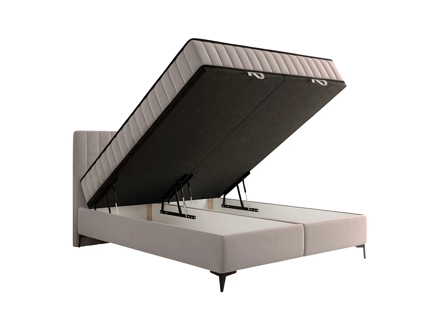 Boxspringbed 140x200 cm met opbergruimte – waterafstotend fluweel – greige - MUFASSO