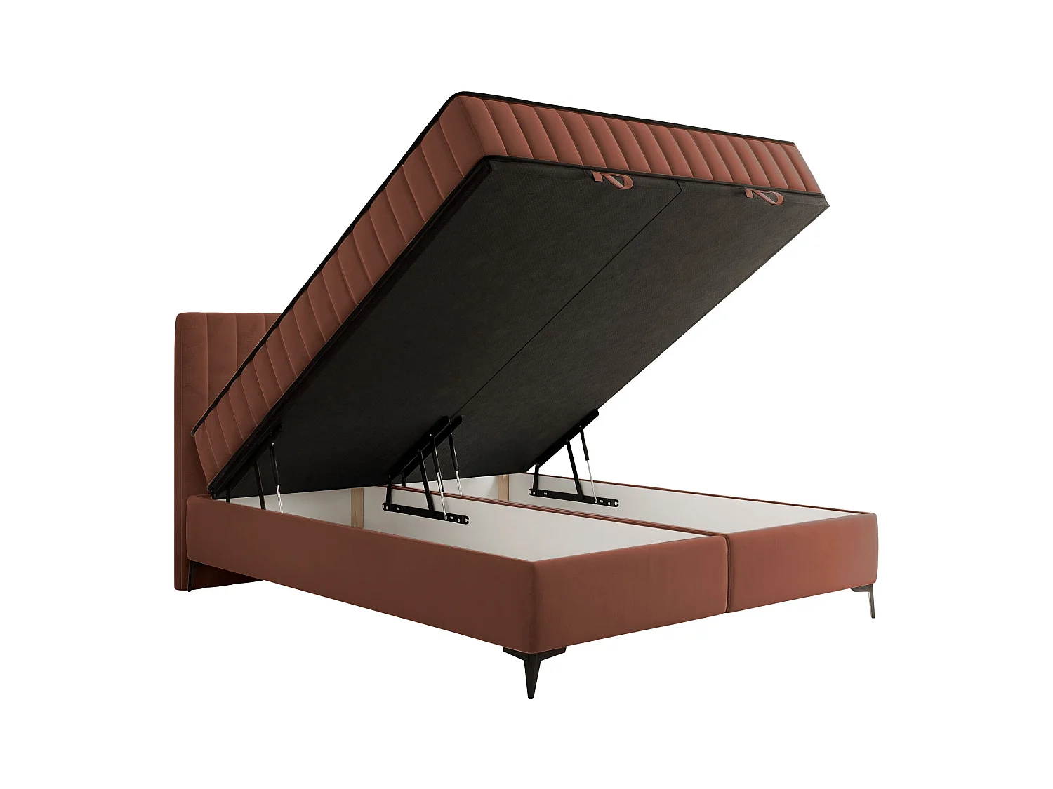 Boxspringbed 180x200 cm met opbergruimte – waterafstotend fluweel – koper - MUFASSO