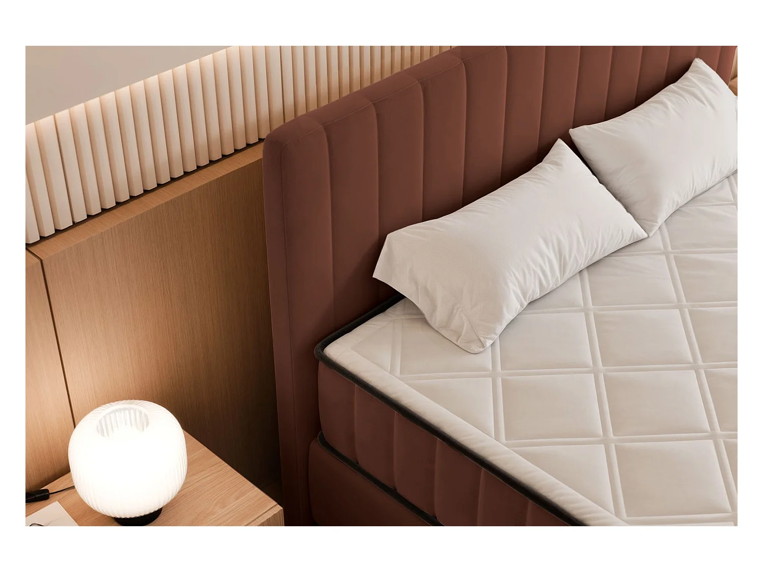 Boxspringbed 180x200 cm met opbergruimte – waterafstotend fluweel – koper - MUFASSO