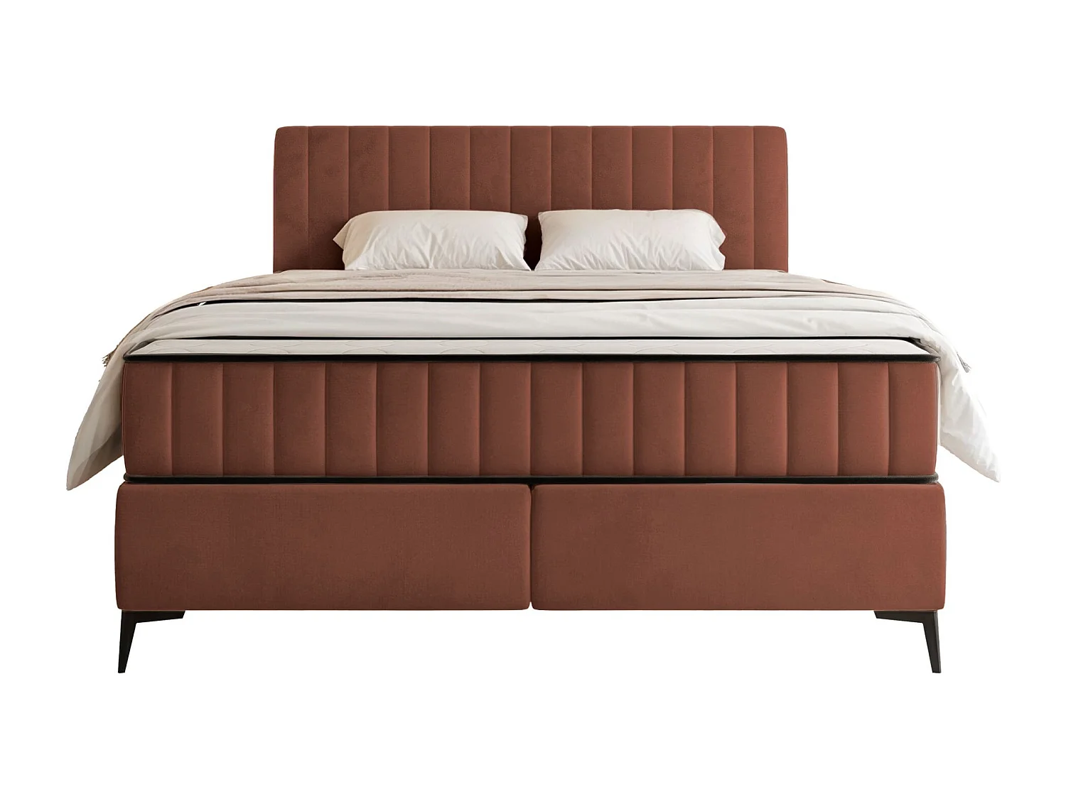 Lit boxspring 180x200 cm avec coffre – velours déperlant – cuivre - MUFASSO