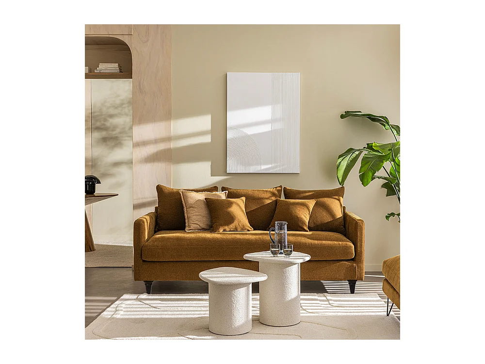 Villabon - Canapé 3 places en tissu pieds tournés - Bronze