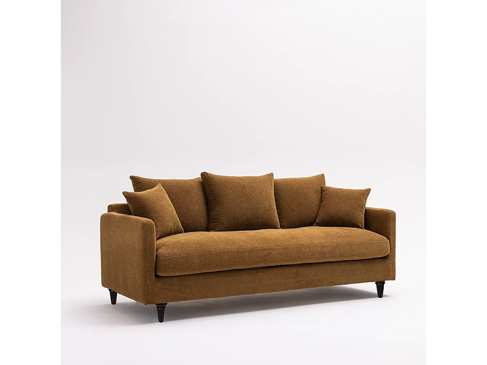 Villabon - Canapé 3 places en tissu pieds tournés - Bronze