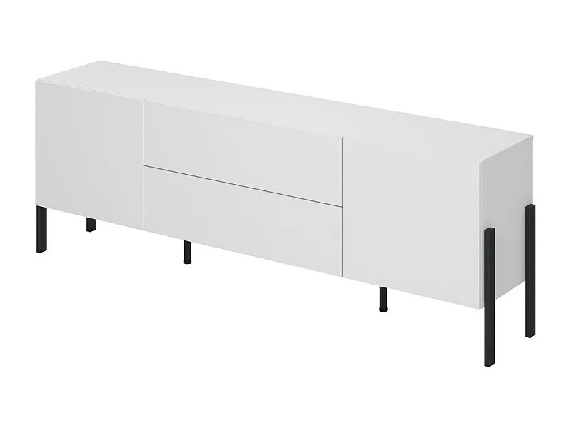 Móvel para TV SALMA – 2 portas & 2 gavetas Push-to-Open – Branco super mate & preto Mate