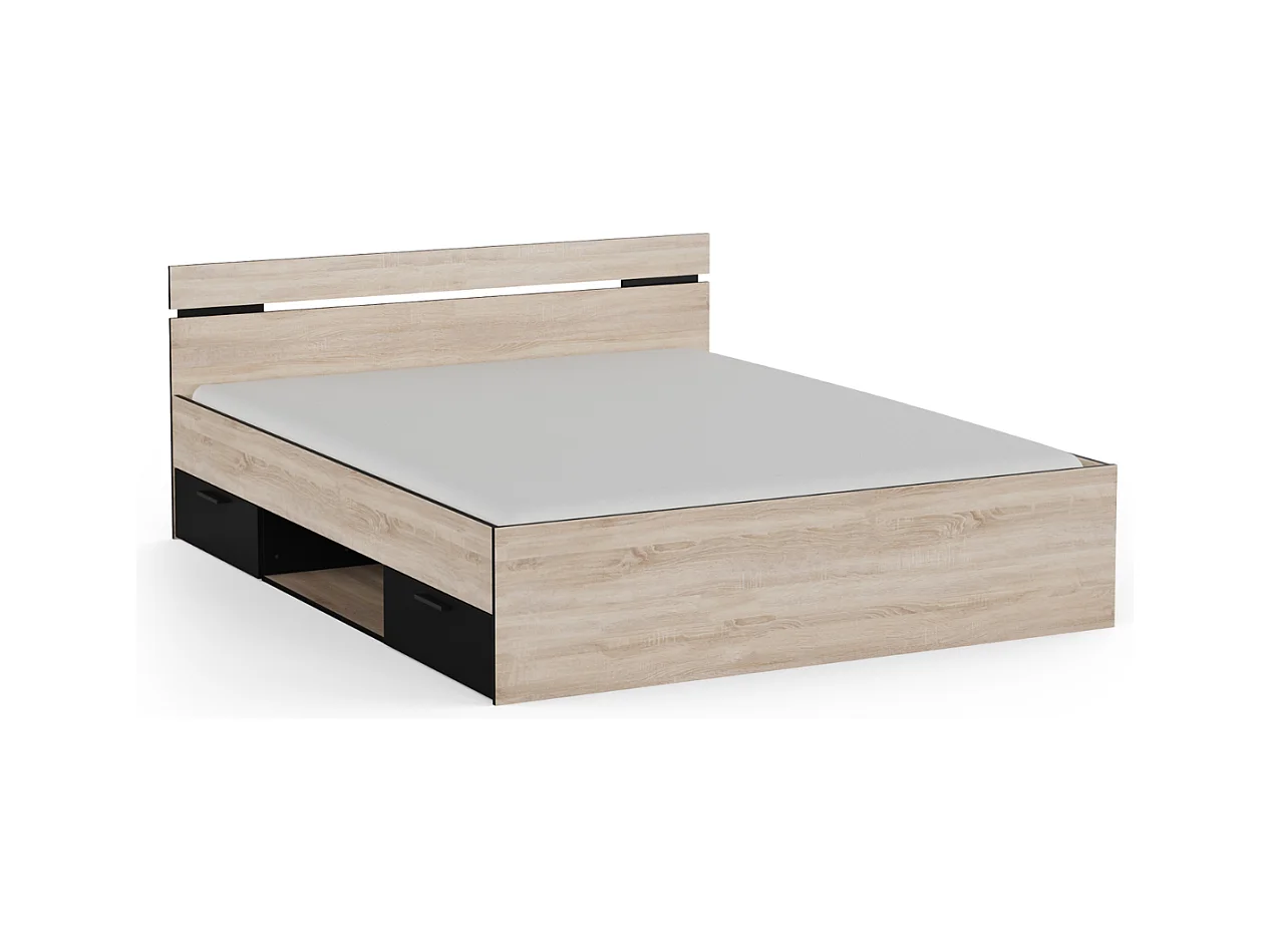 Lit 160x200 cm 2 tiroirs et 1 niche L164,5 cm - MICHIGAN