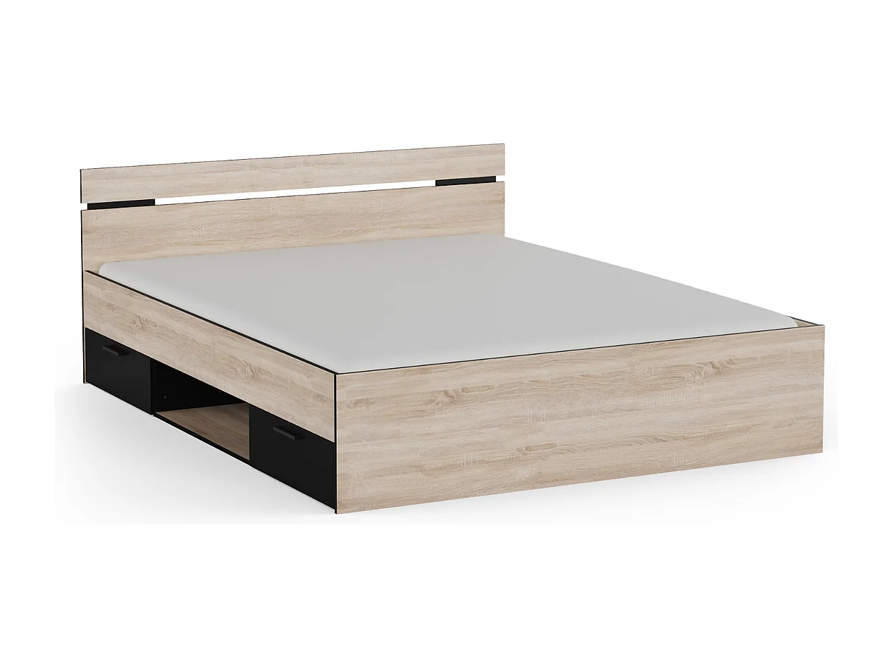 Bed 160x200 cm 2 lades en 1 nis L164,5 cm - MICHIGAN