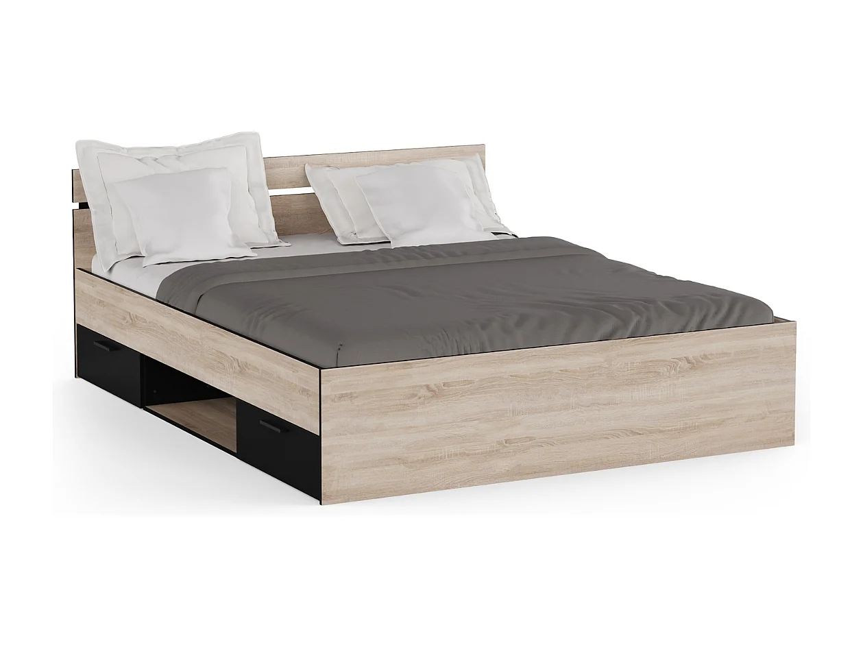 Bed 160x200 cm 2 lades en 1 nis L164,5 cm - MICHIGAN