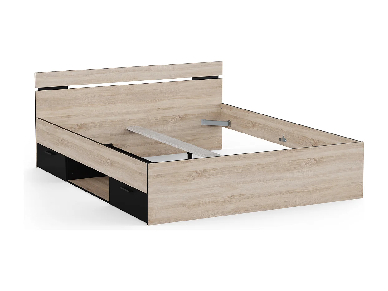 Bed 160x200 cm 2 lades en 1 nis L164,5 cm - MICHIGAN