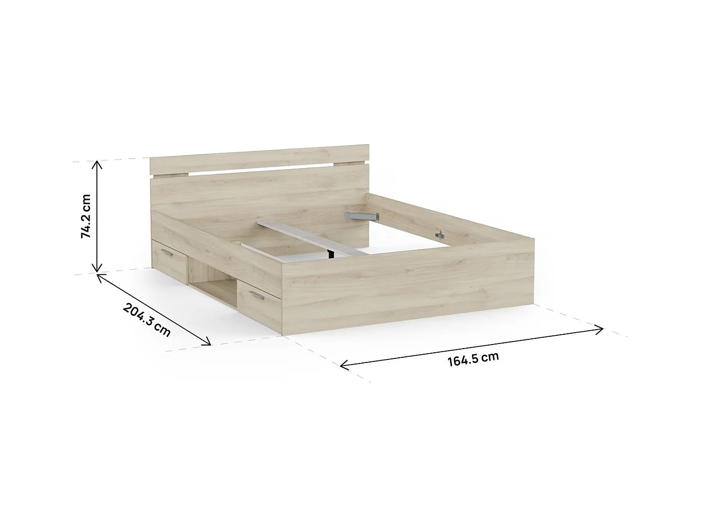 Lit Double en bois "Michigan" - 160 x 200 cm - Marron