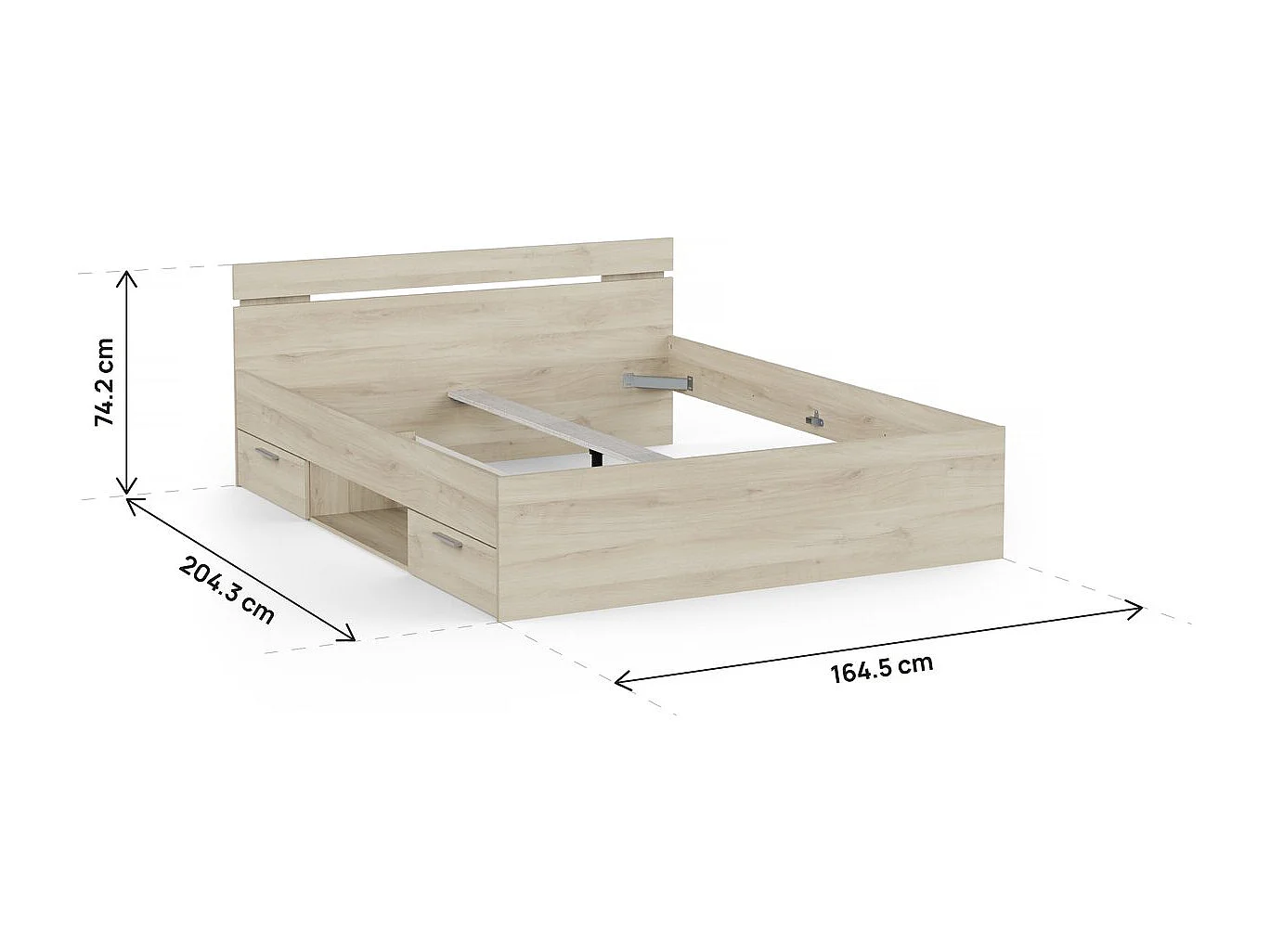 Cama de casal de madeira "Michigan" 160x200 cm Marrom - Design Moderno
