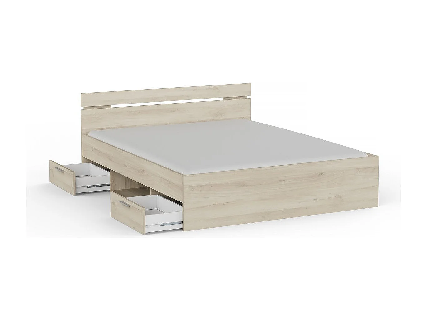 Lit Double en bois "Michigan" - 160 x 200 cm - Marron