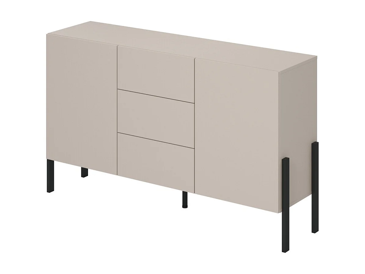 Buffet diseño colección SALMA - 2 puertas & 3 cajones – Beige & negro mate, 154×90×40 cm
