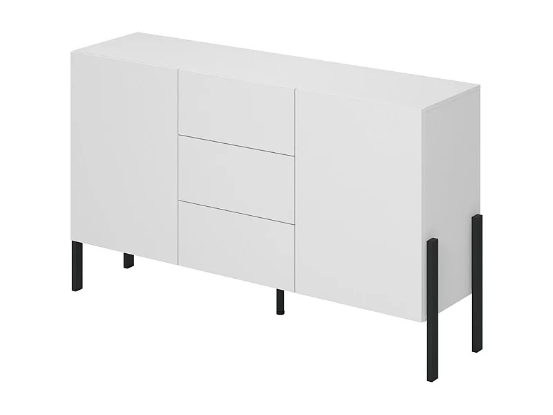 Buffet design coleção SALMA - 2 portas & 3 gavetas – Branco super mate & preto mate