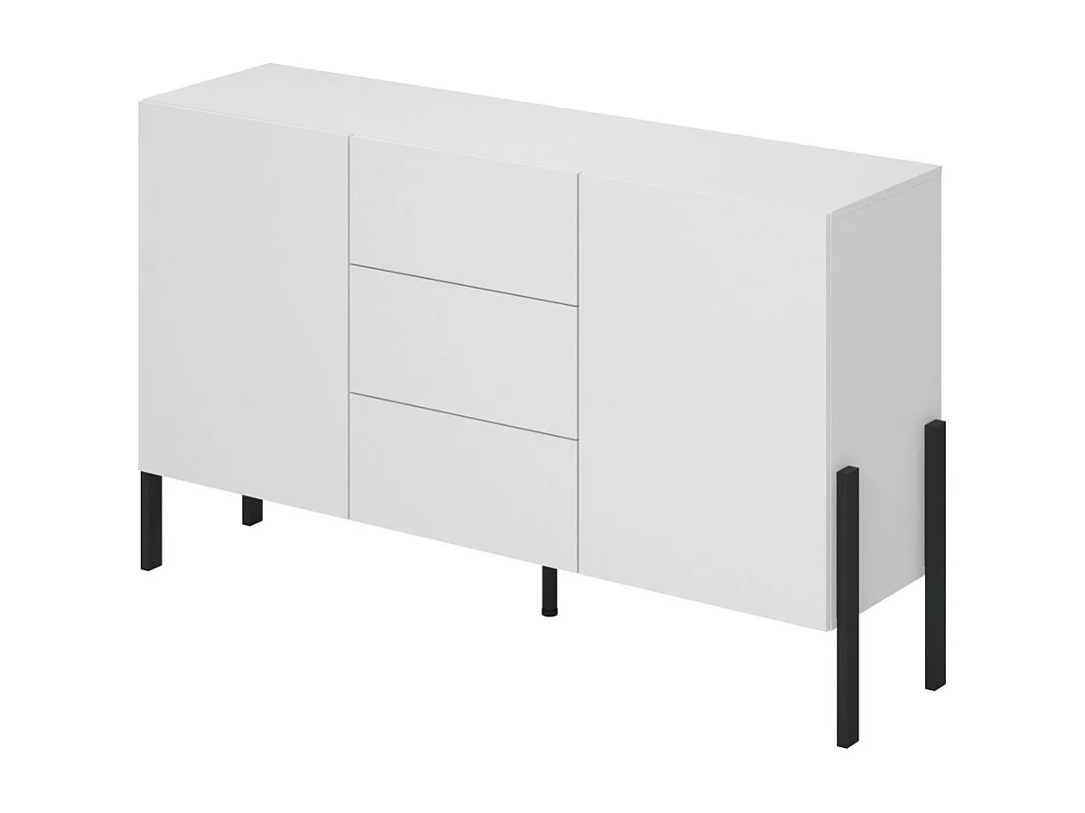 Buffet diseño colección SALMA - 2 puertas & 3 cajones – Blanco super mate & negro mate