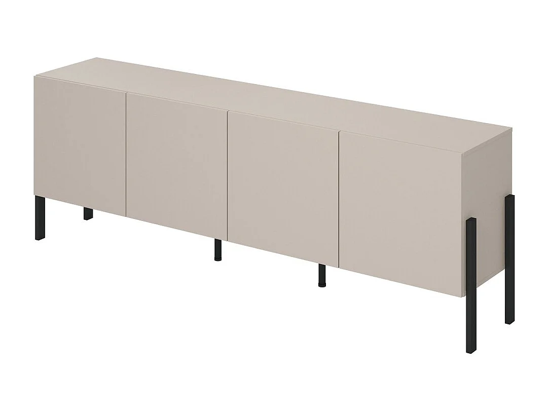 Buffet SALMA 4 puertas Push-to-Open – beige & negro mate, 204×70×40 cm