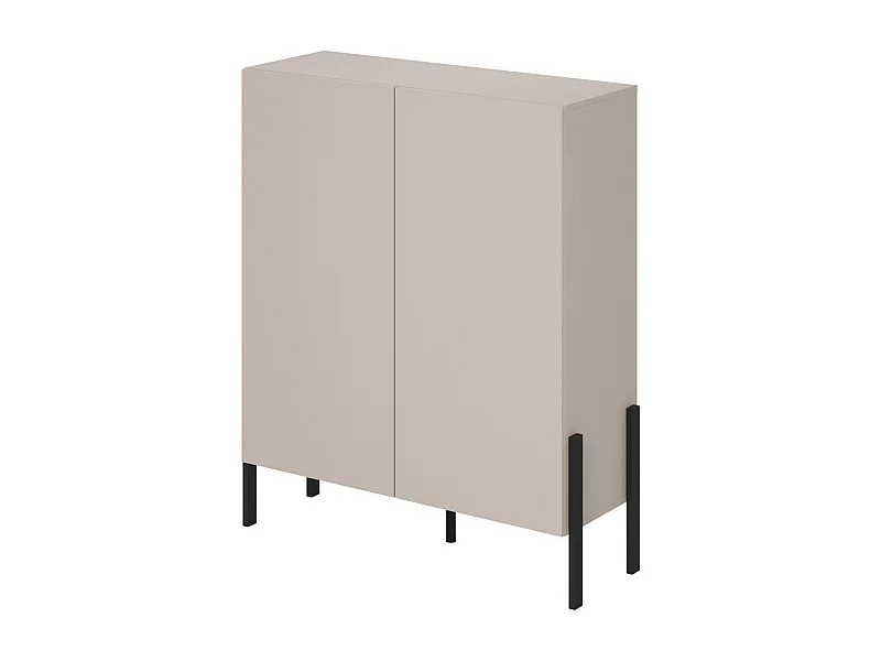 Armario SALMA 2 puertas push-to-open – beige & negro mate, 114×135×40 cm