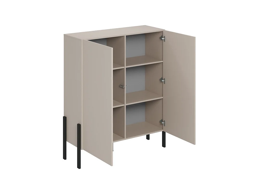 Armario SALMA 2 puertas push-to-open – beige & negro mate, 114×135×40 cm