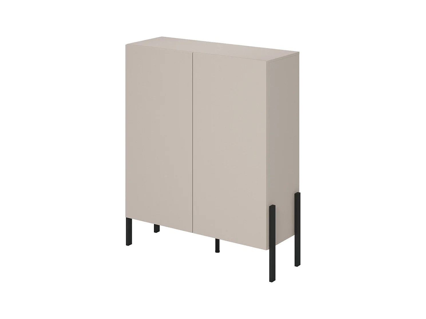 Armoire SALMA 2 portes push-to-open – beige & noir mat, 114×135×40 cm