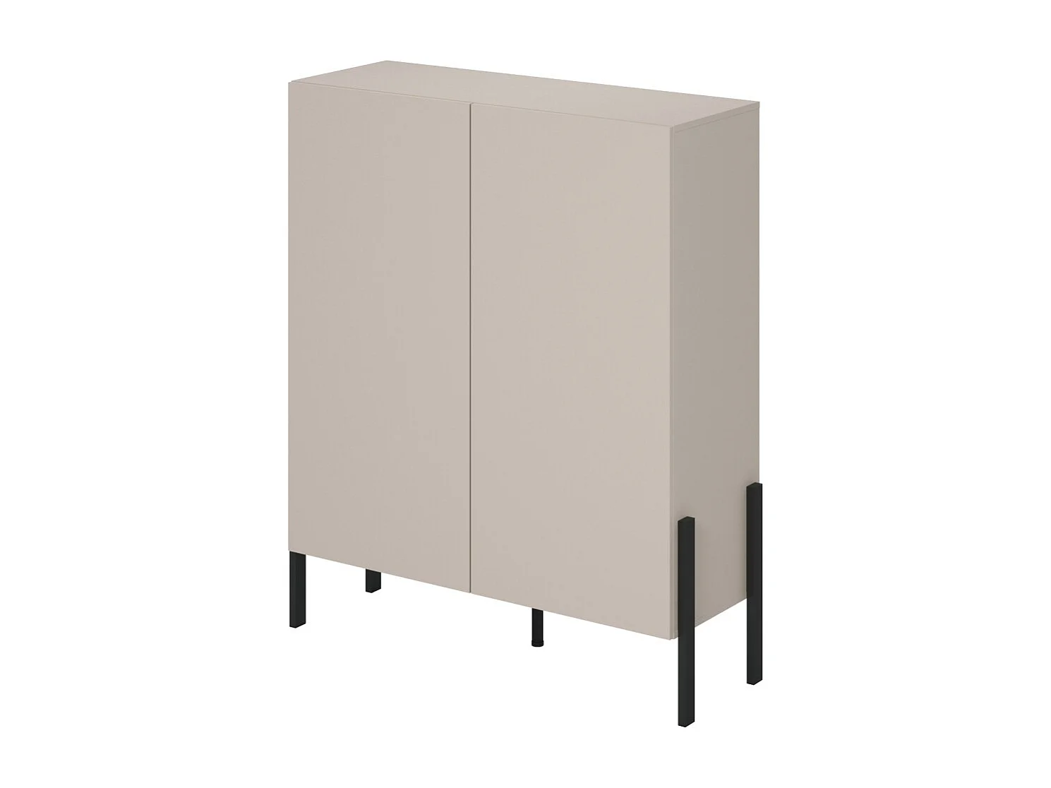 Armario SALMA 2 puertas push-to-open – beige & negro mate, 114×135×40 cm